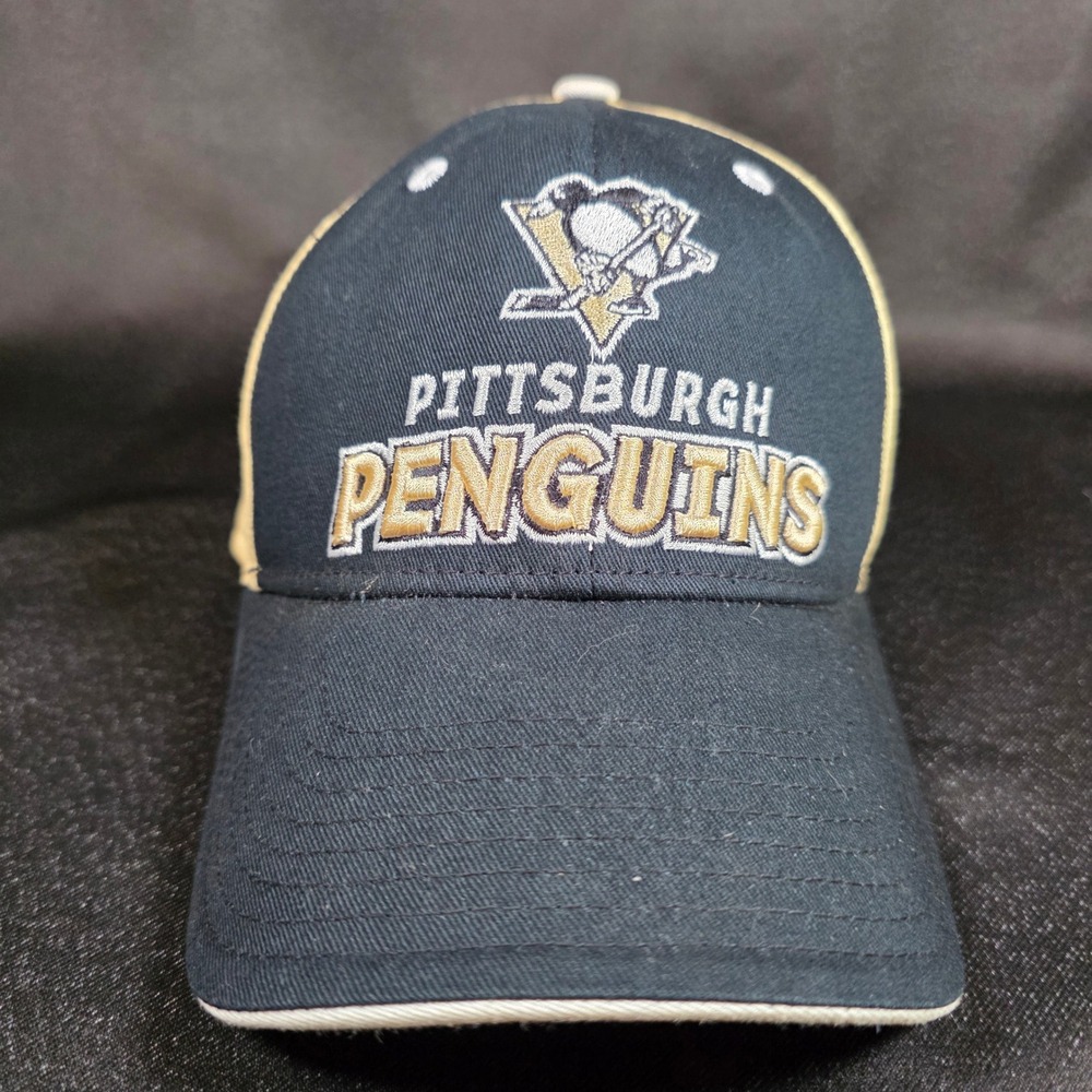 Reebok Pittsburgh Penguins NHL Hat‎ Black Tan Adjustable Face Off Headwear Cap